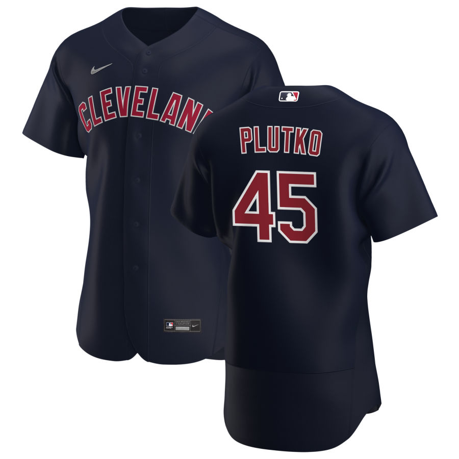 Cleveland Indians #45 Adam Plutko Men Nike Navy Alternate 2020 Authentic Player MLB Jersey